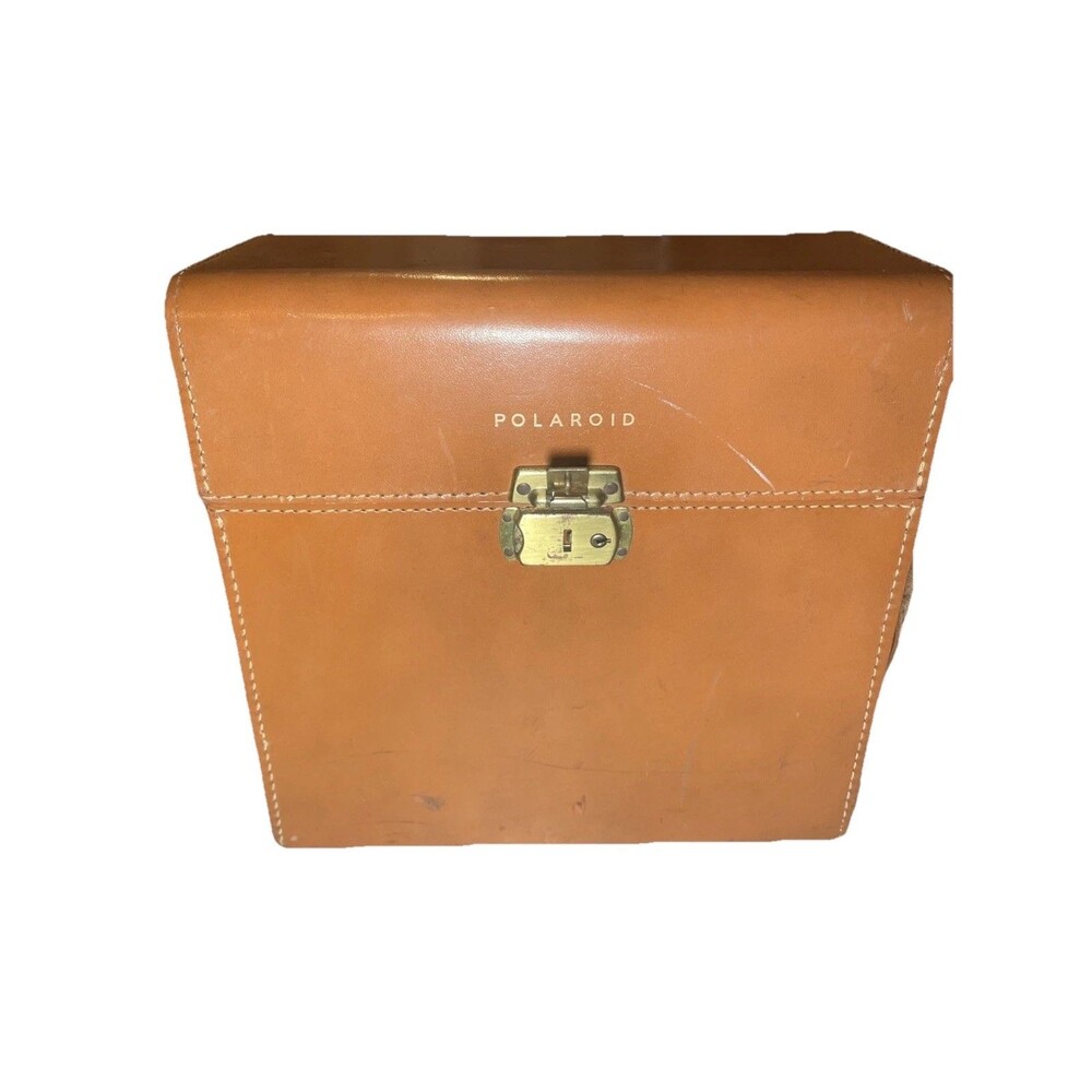 Vintage Polaroid Hard Leather Compartment Carrying Case Bag Model 309 Brown